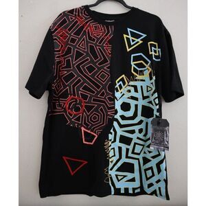Rutherford Premium Collection Men's Sz XL Black Abstract Print S/S Tee Shirt